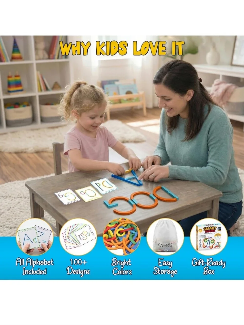 Kids Pattern Blocks Learning Set - Rainbow Colors